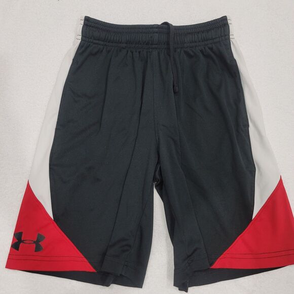 Under Armour Boys Black Red Loose activewear Shorts size M - Picture 1 of 5